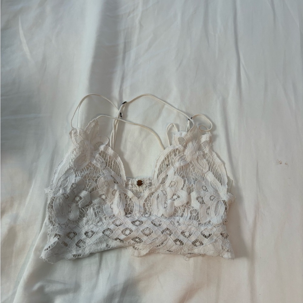 Free People White Lace Bralette Tank Top